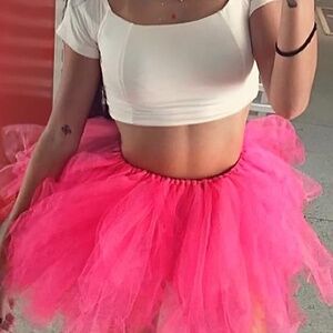 PINK 6 Layered Tulle Tutu Skirt for Women Girls Balletcore Barbie Halloween